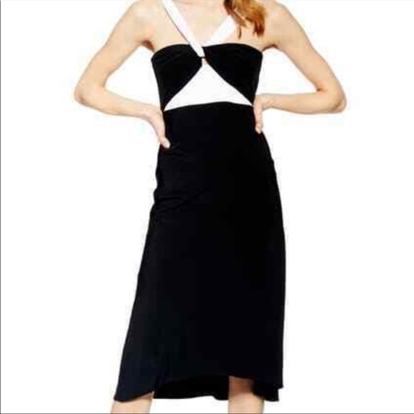 TOPSHOP Halter Midi Cocktail Dress Satin 14 NWOT - Picture 2 of 7
